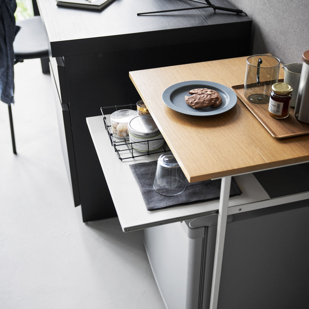 Wood-Top Table with Sliding Shelf