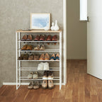 6-Tiered Wood-Top Shoe Rack