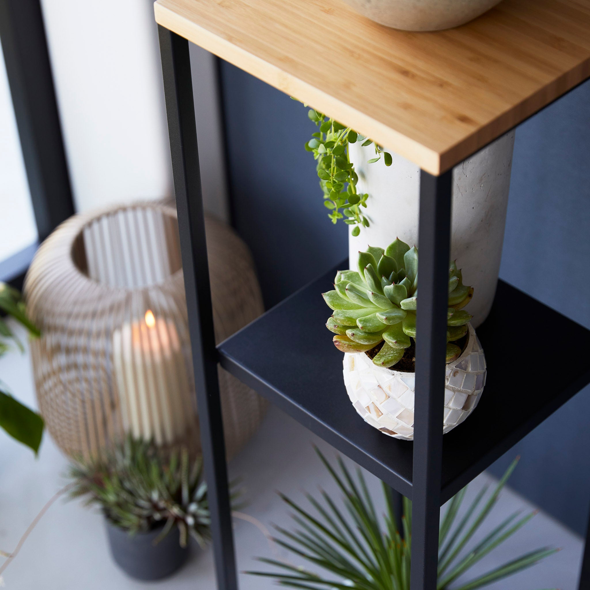 2-Tiered Wood-Top Shelf