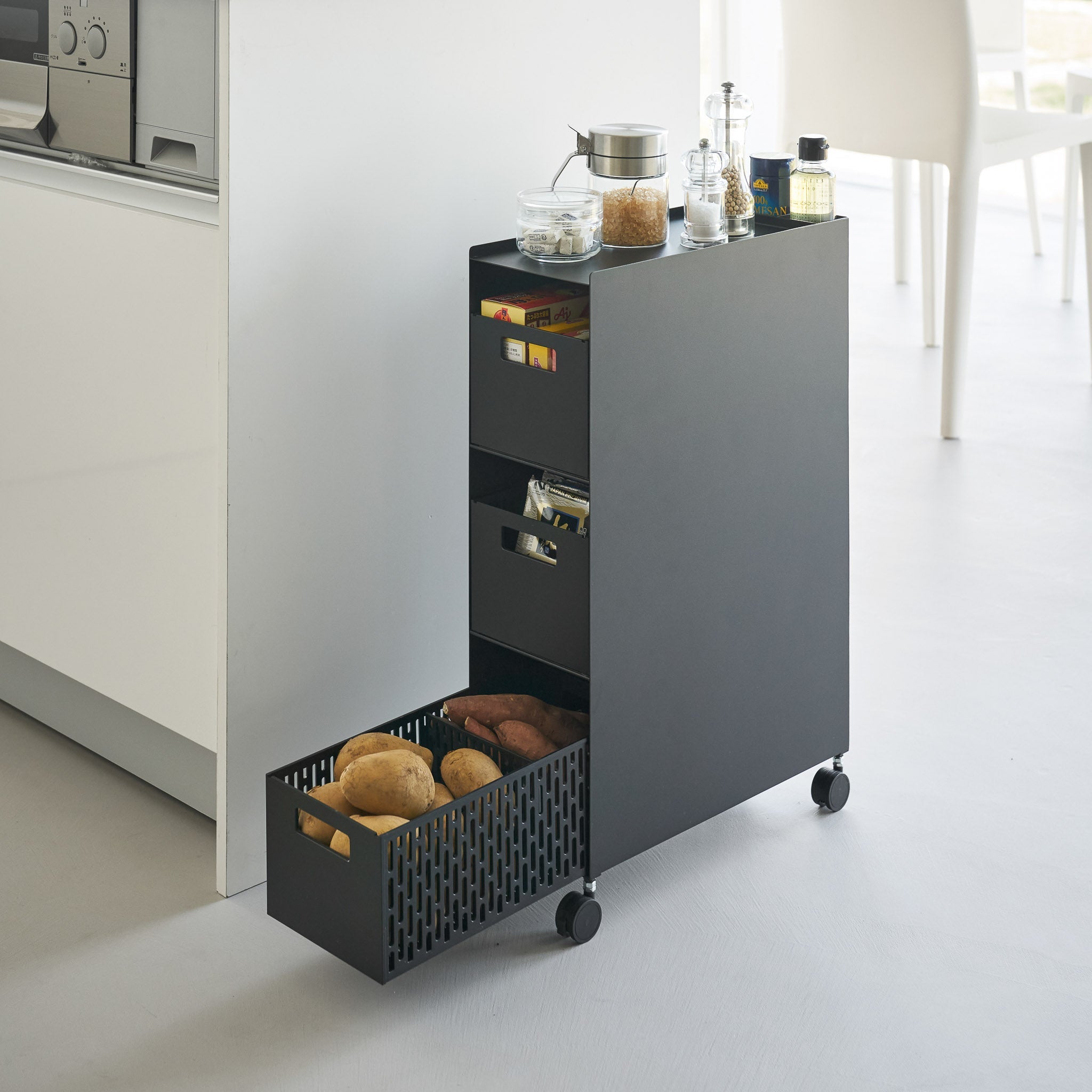 3-Tiered Storage Basket Stand with Casters