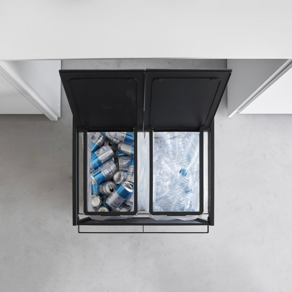 2-Compartment Trash Can with Casters