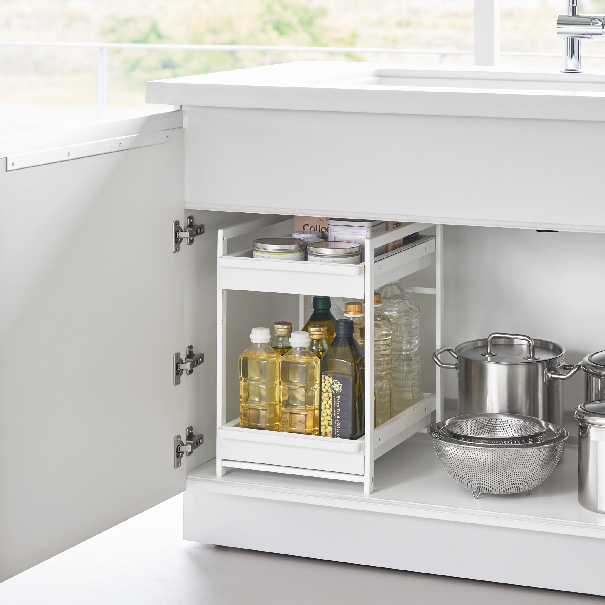 2-Tiered Sliding Under-Sink Organizer