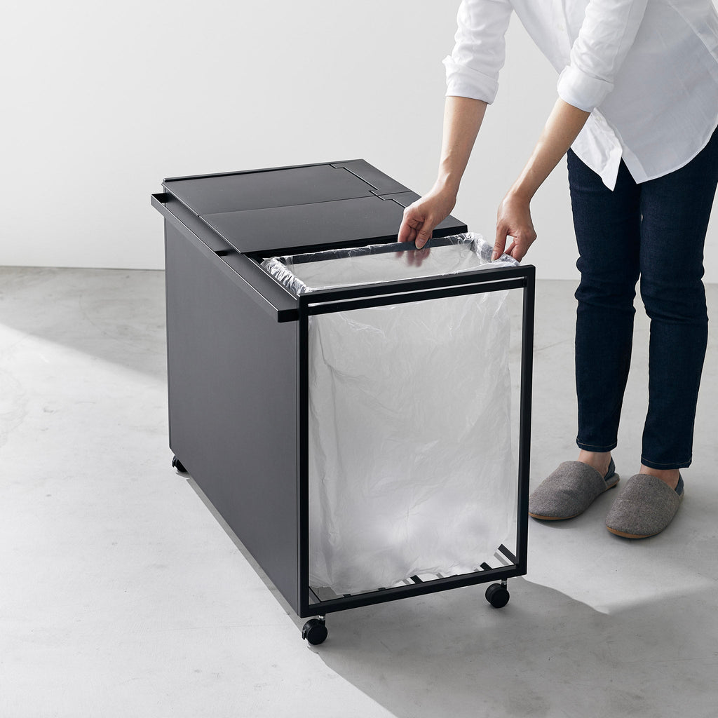 3-Compartment Trash Can with Casters