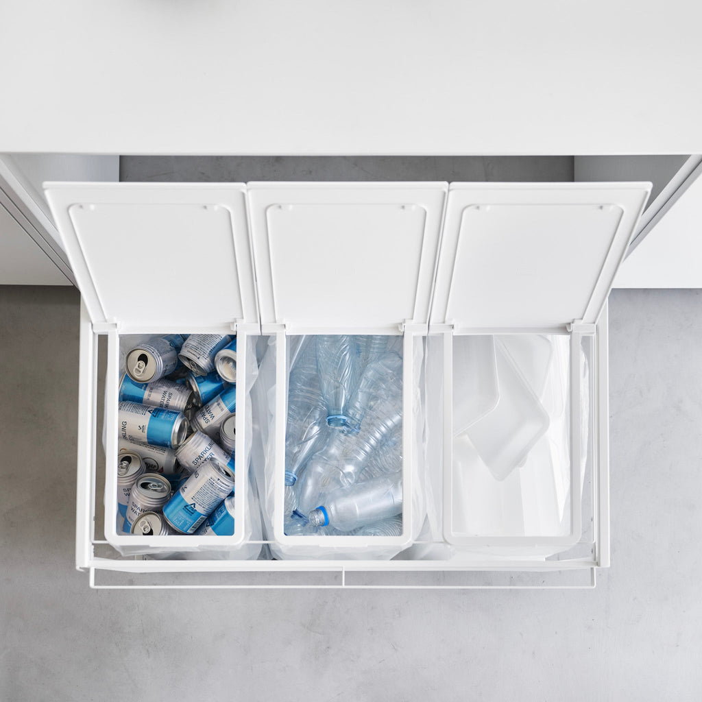 3-Compartment Trash Can with Casters