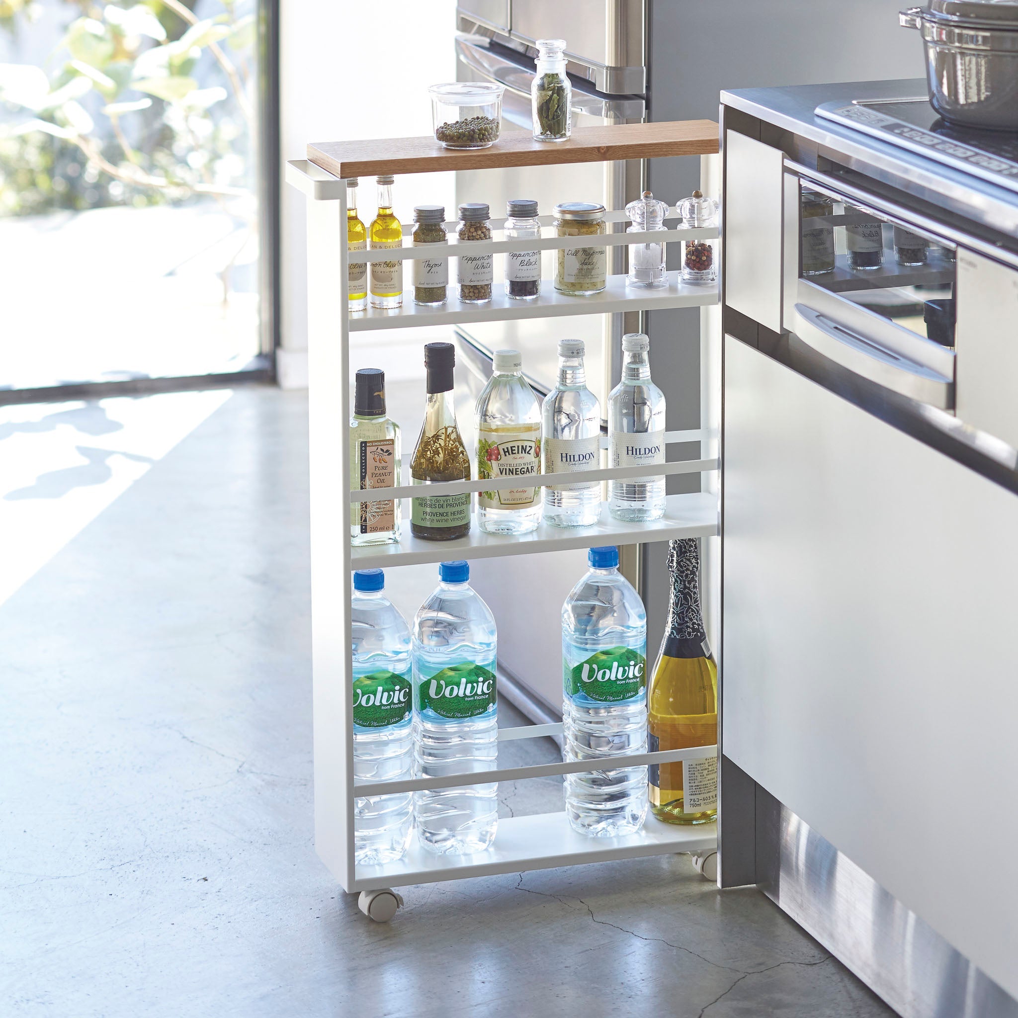 Slim Wood-Top Storage Cart