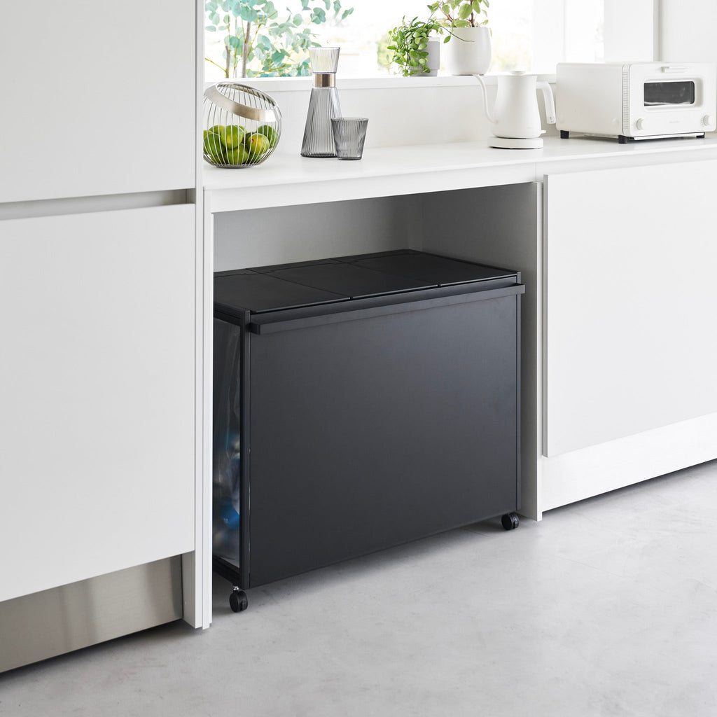 3-Compartment Trash Can with Casters