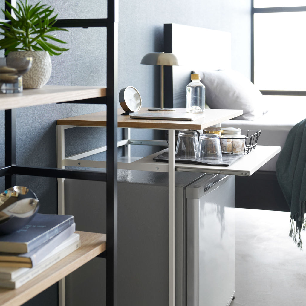 Wood-Top Table with Sliding Shelf
