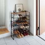 6-Tiered Wood-Top Shoe Rack