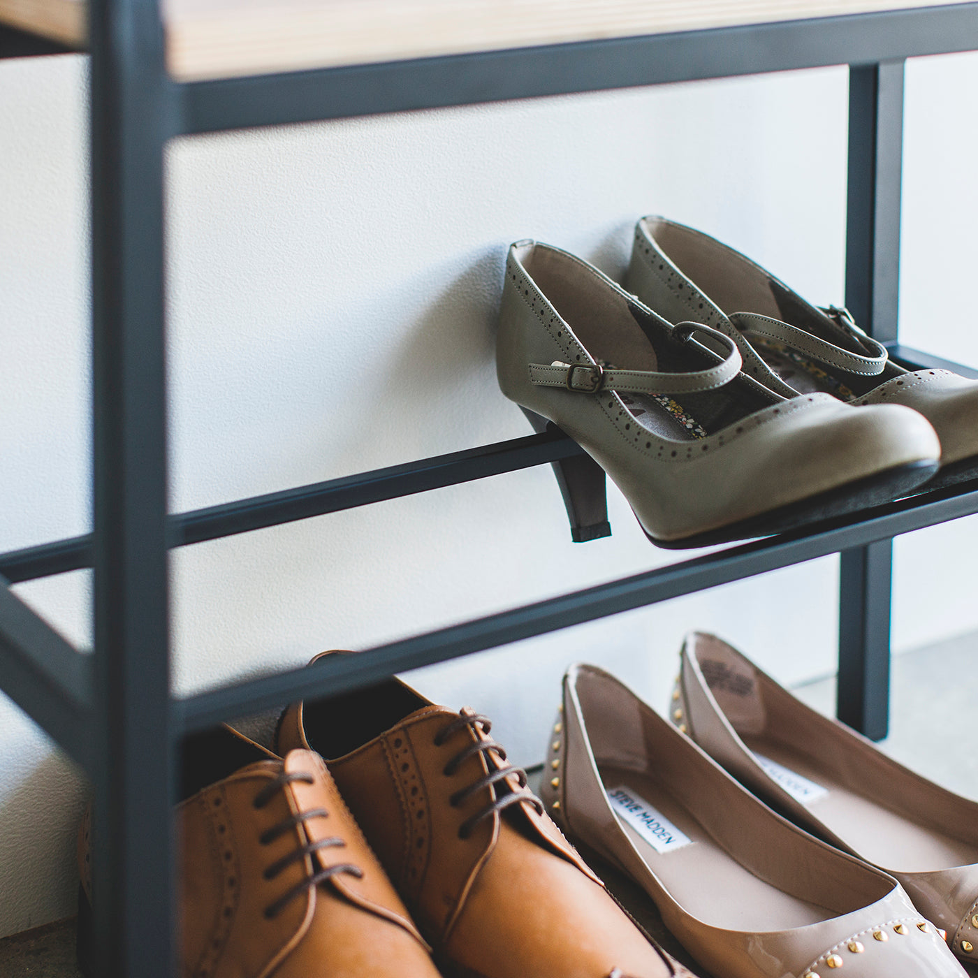 Wood-Top Shoe Rack