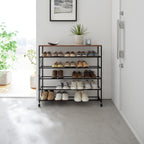5-Tiered Wood-Top Shoe Rack with Casters