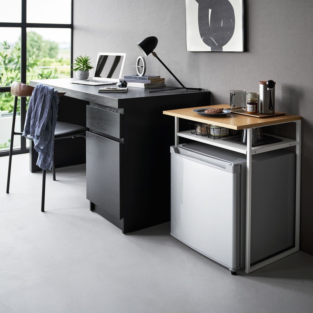 Wood-Top Table with Sliding Shelf