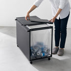 3-Compartment Trash Can with Casters